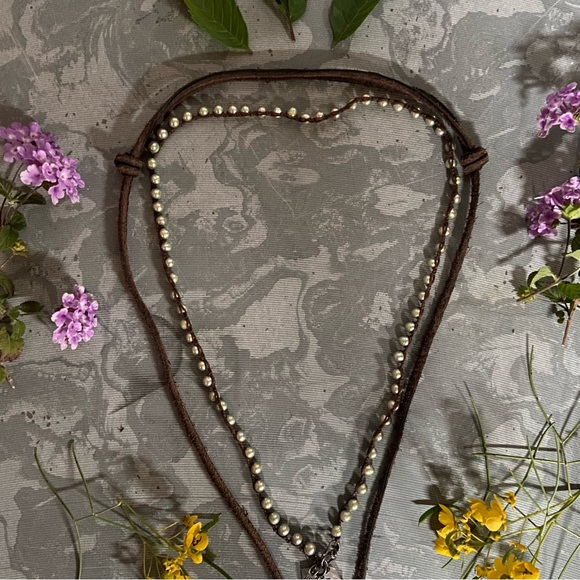 Leather Adjustable Necklace with Boho Charms - Picture 5 of 14